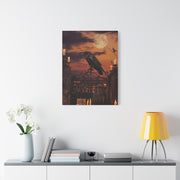 Raven on Moonlit Cemetery Gate Wall Art & Canvas Print