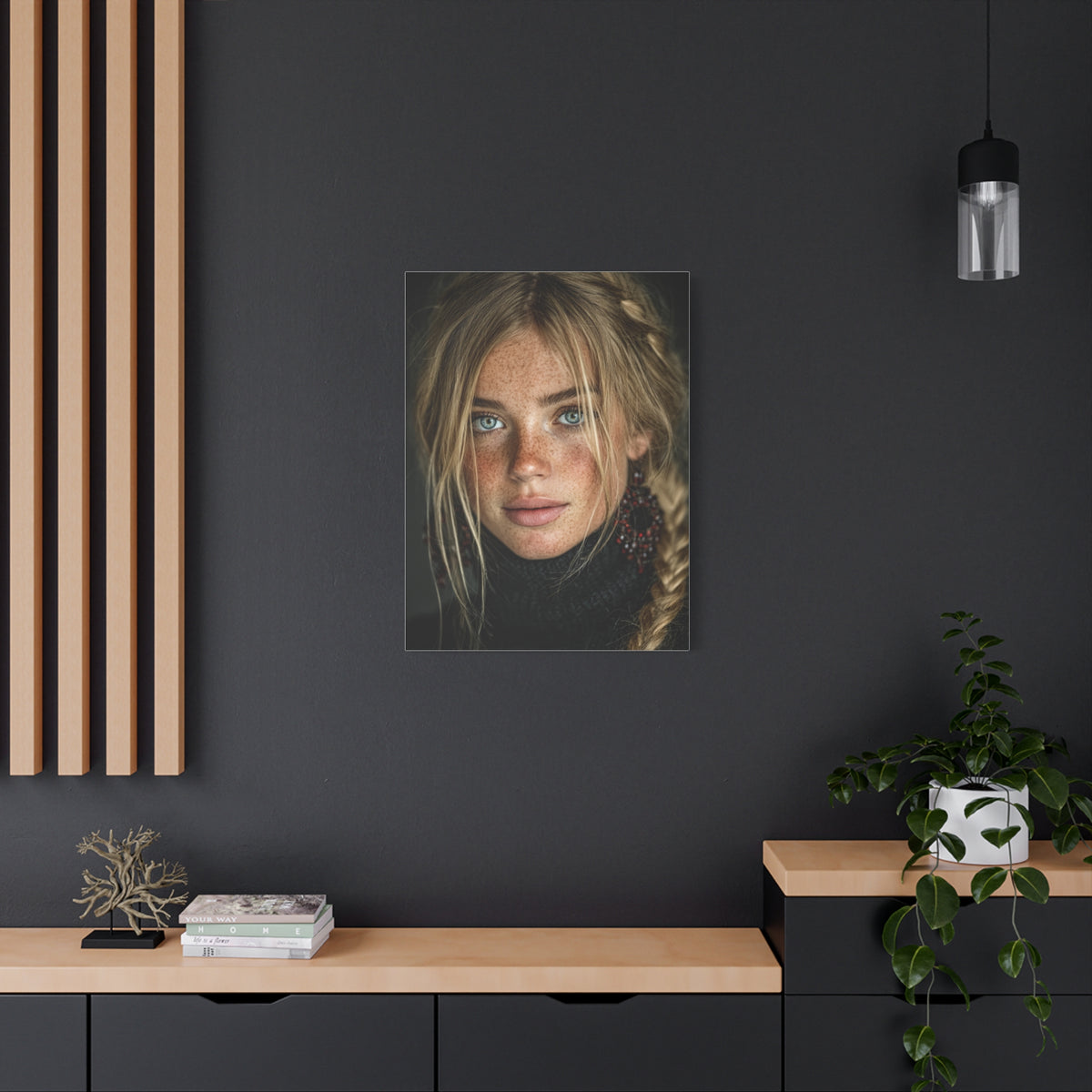 Blonde Muse Garnet Earring Portrait Wall Art & Canvas Print