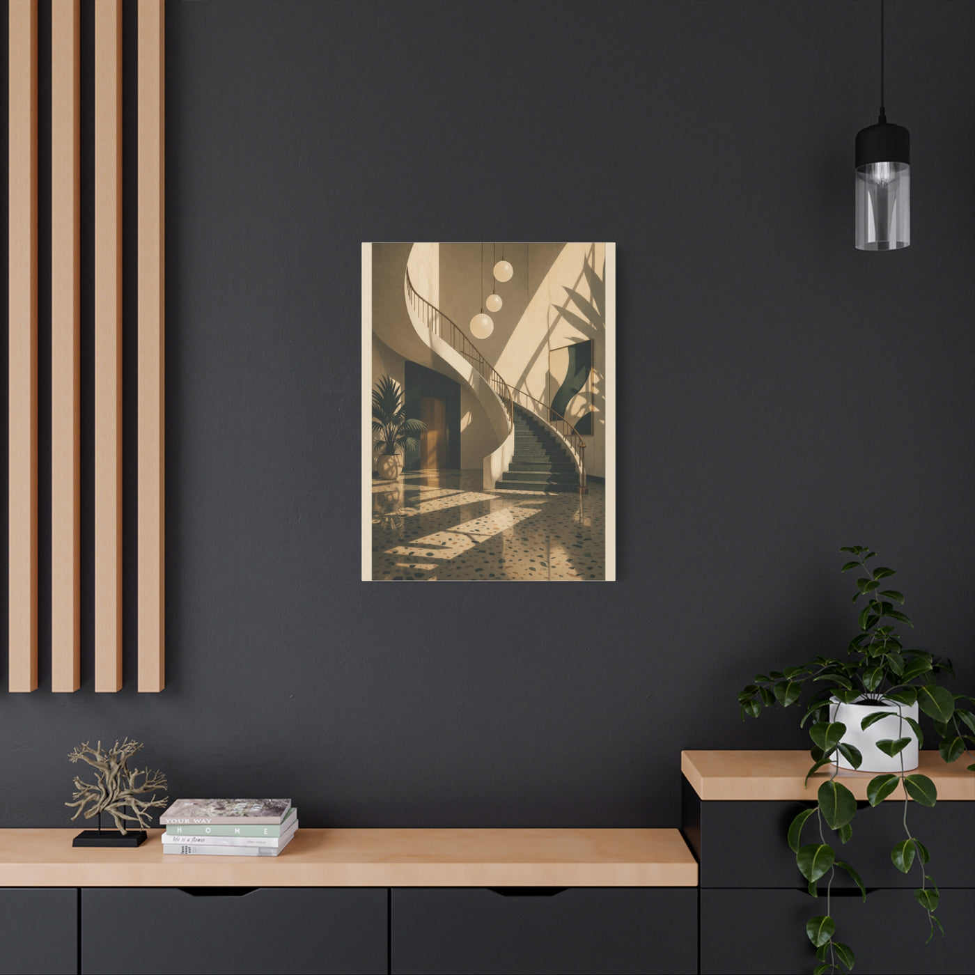 Sculptural Staircase Modernist Interior Wall Art & Canvas Print
