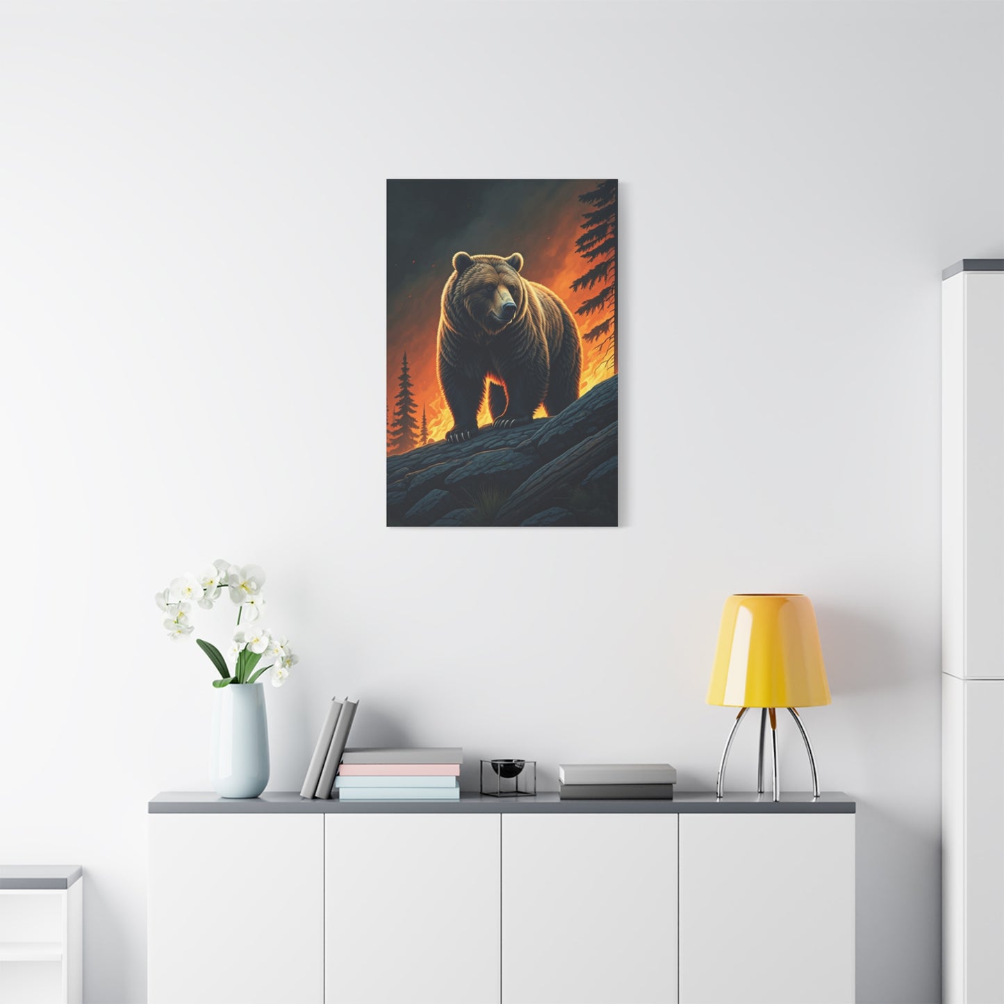 Majestic Bear in Fiery Wilderness Wall Art & Canvas Prints