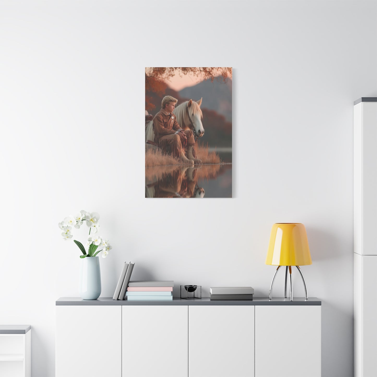 Young Cowboy by the River Wall Art & Canvas Print