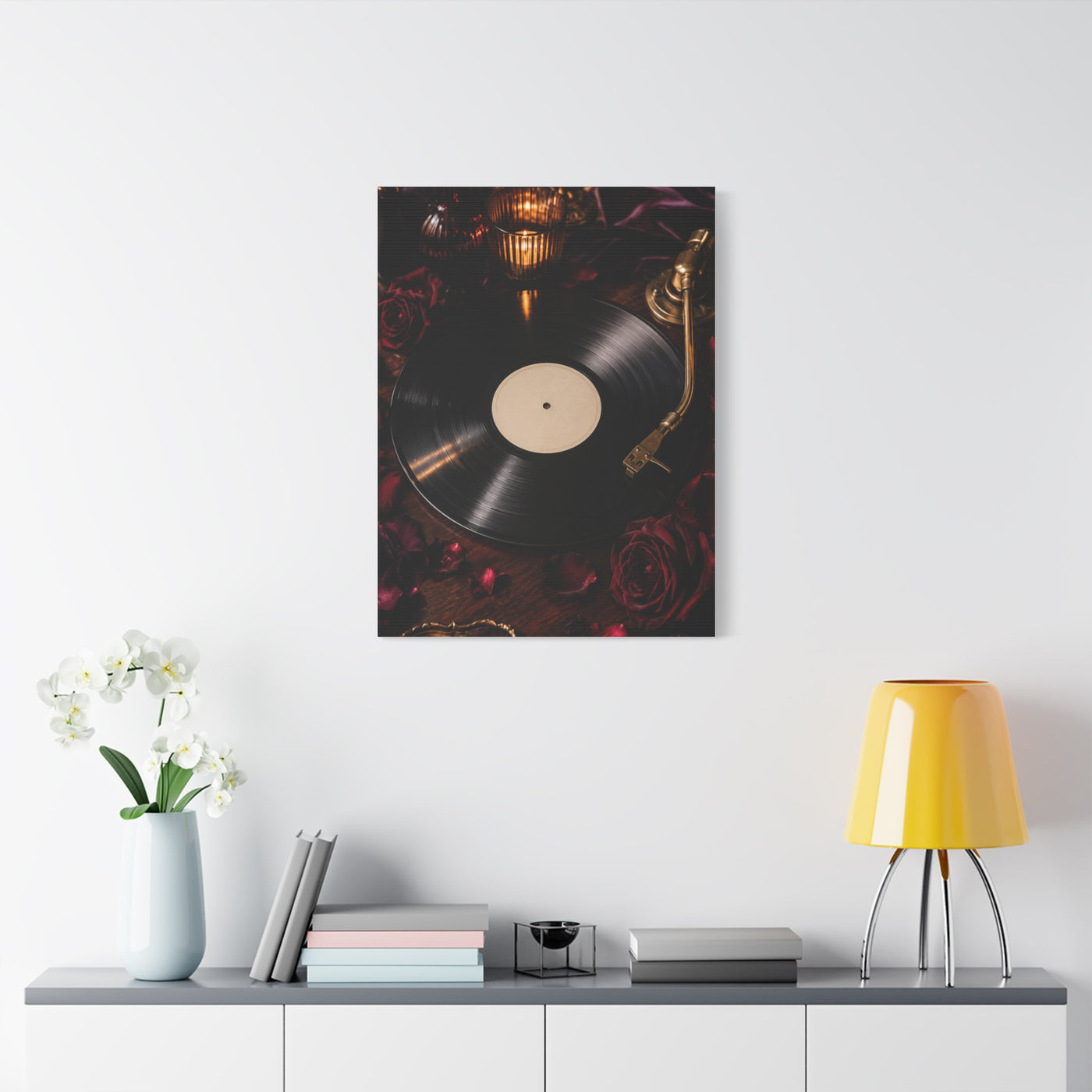 Vinyl Record Candlelit Romance Still Life Wall Art & Canvas Print