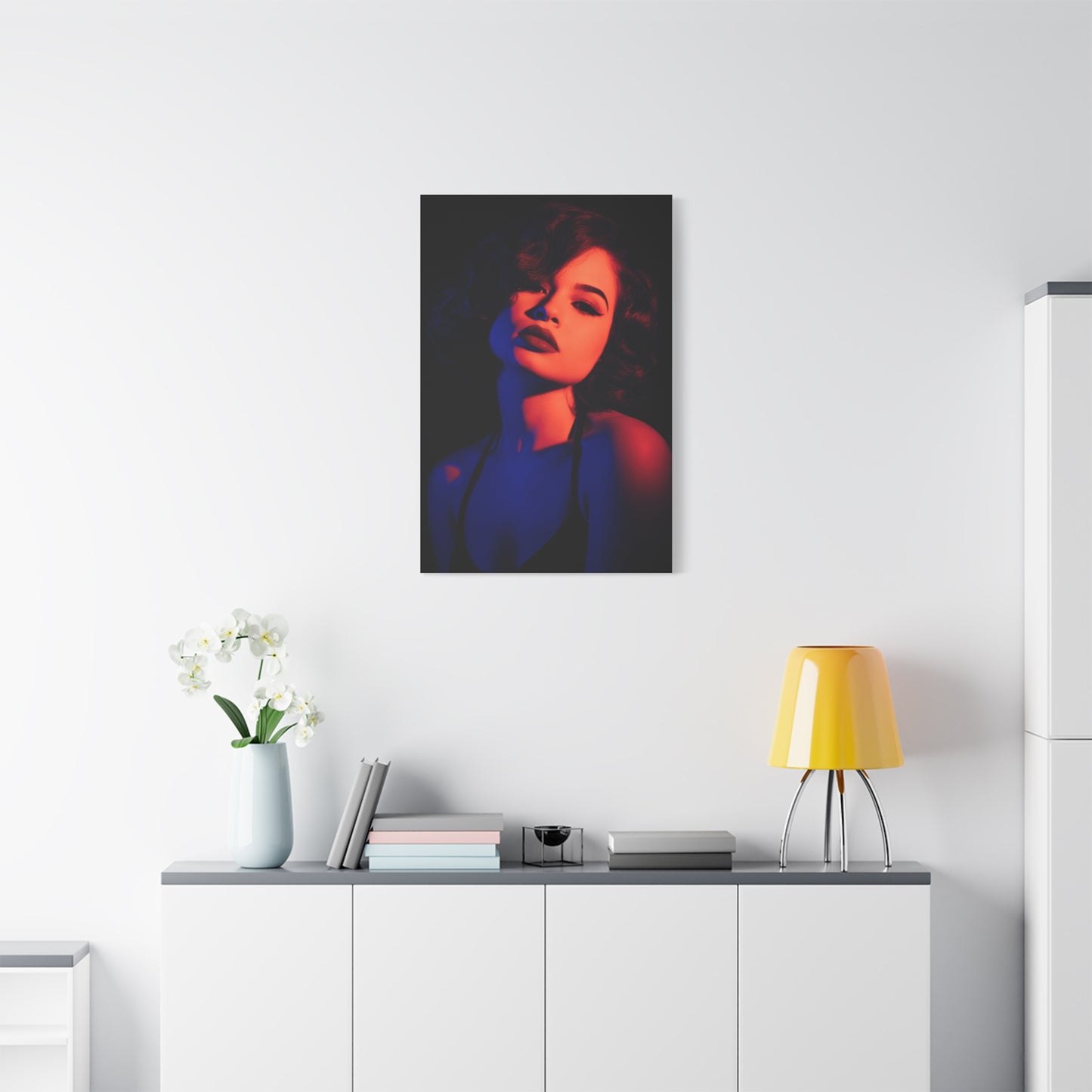 Neon Shadow Fashion Portrait Wall Art & Canvas Print