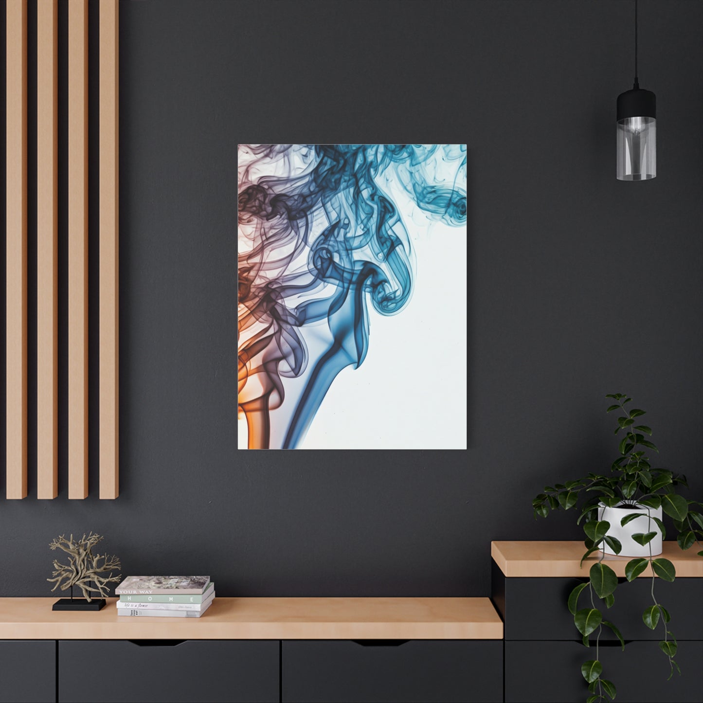 Blue and Amber Smoke Flow Abstract Wall Art & Canvas Prints