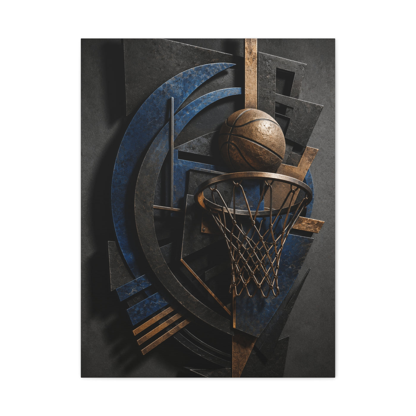 Layered Metal Basketball Sculpture Sports Wall Art & Canvas Print