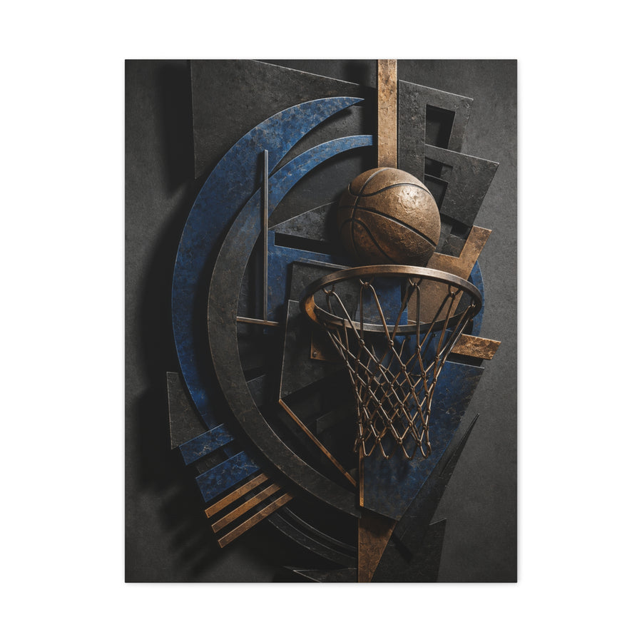 Layered Metal Basketball Sculpture Sports Wall Art & Canvas Print