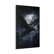 Raven Flying Through Storm Lightning Wall Art & Canvas Print