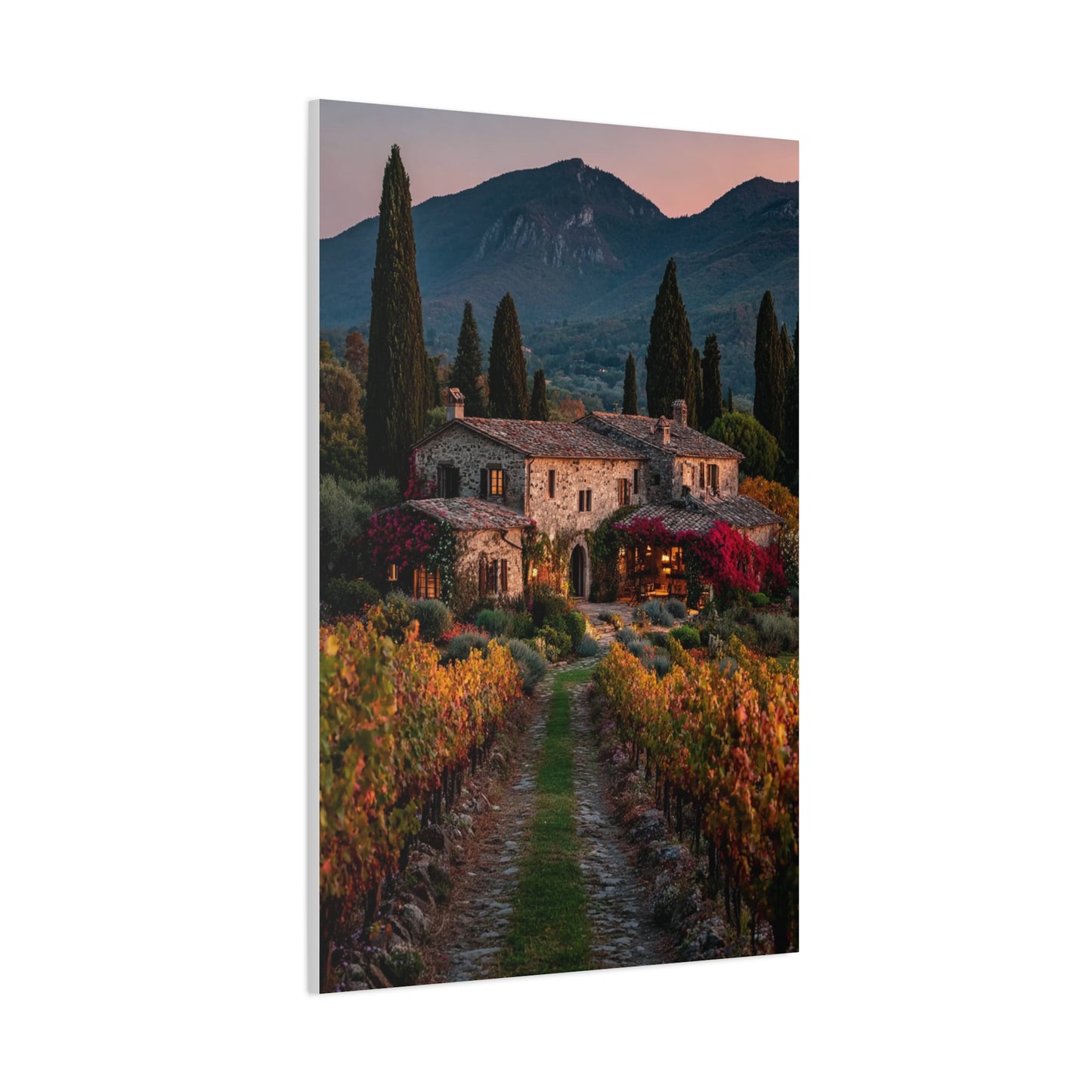 Tuscan Vineyard Autumn Villa Wall Art & Canvas Print
