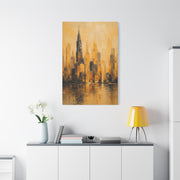 Yellow Cityscape Textured Skyline Abstract Wall Art & Canvas Print