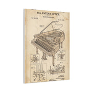 Vintage Grand Piano Patent Illustration Wall Art & Canvas Print