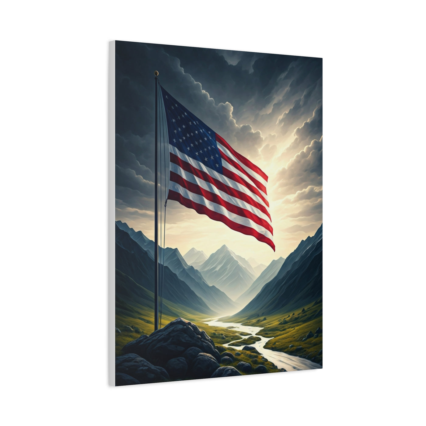 Mountain Freedom Flag Landscape Wall Art & Canvas Prints