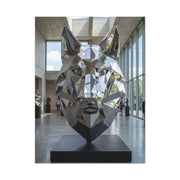 Geometric Chrome Wolf Head Sculpture Wall Art & Canvas Print