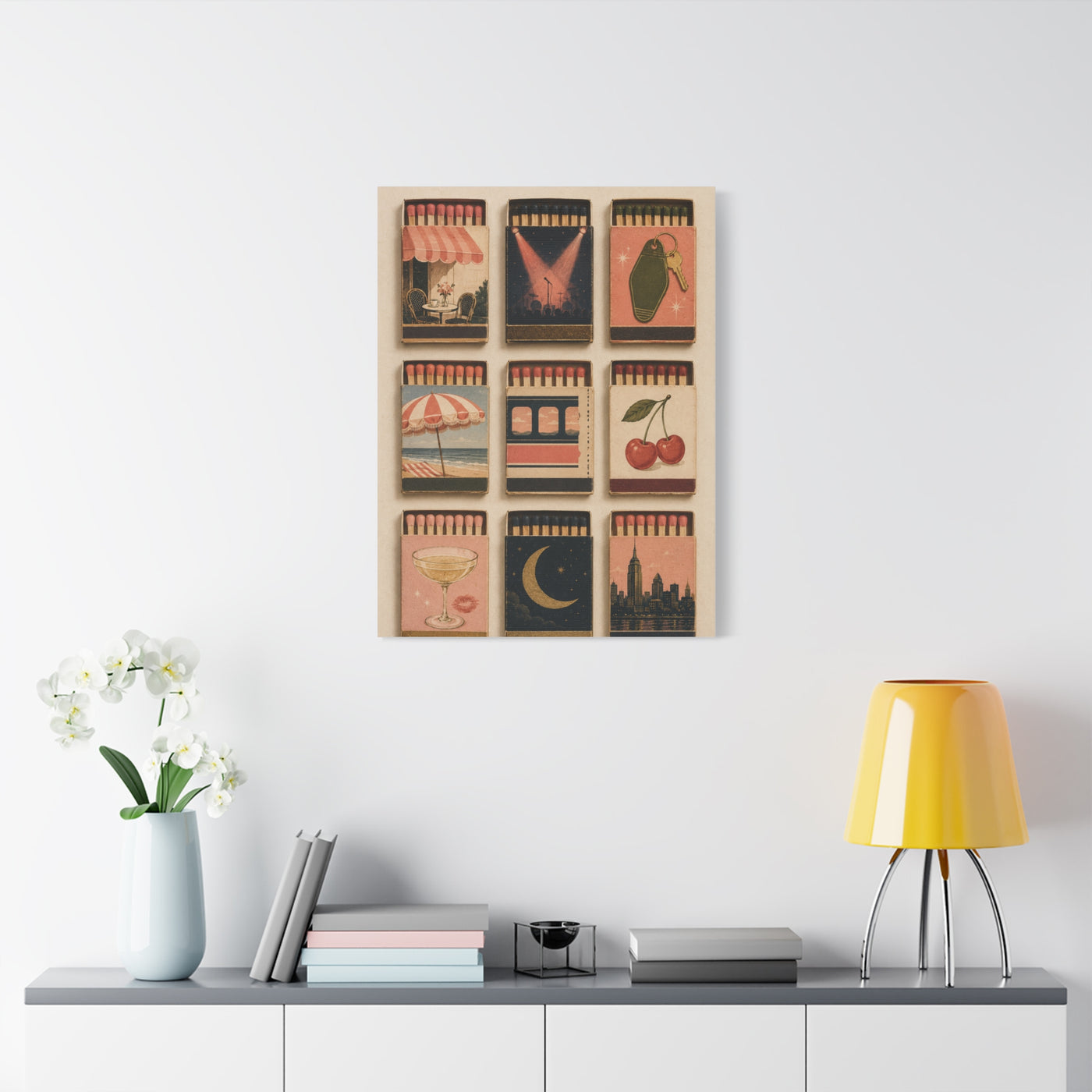 Retro Matchbox Romance Display Wall Art & Canvas Print