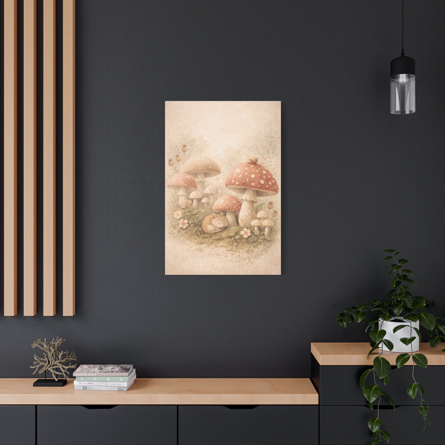 Soft Nursery Mushroom Garden Storybook Scene Wall Art & Canvas Print