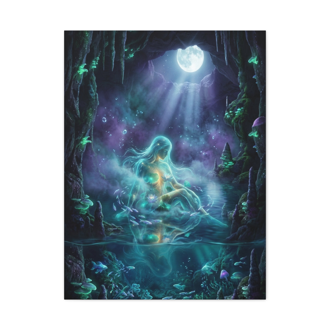 Moonlit Cave Surreal Figure Wall Art & Canvas Print