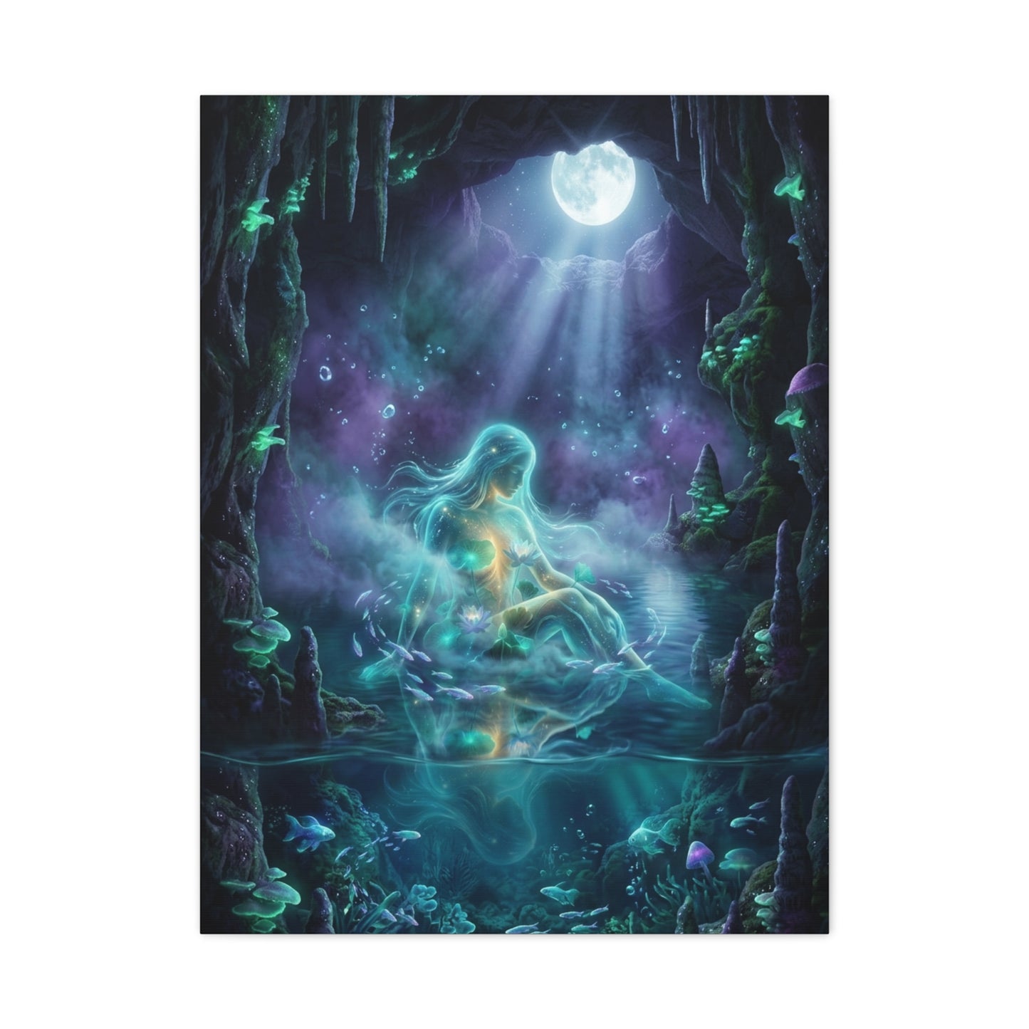 Moonlit Cave Surreal Figure Wall Art & Canvas Print