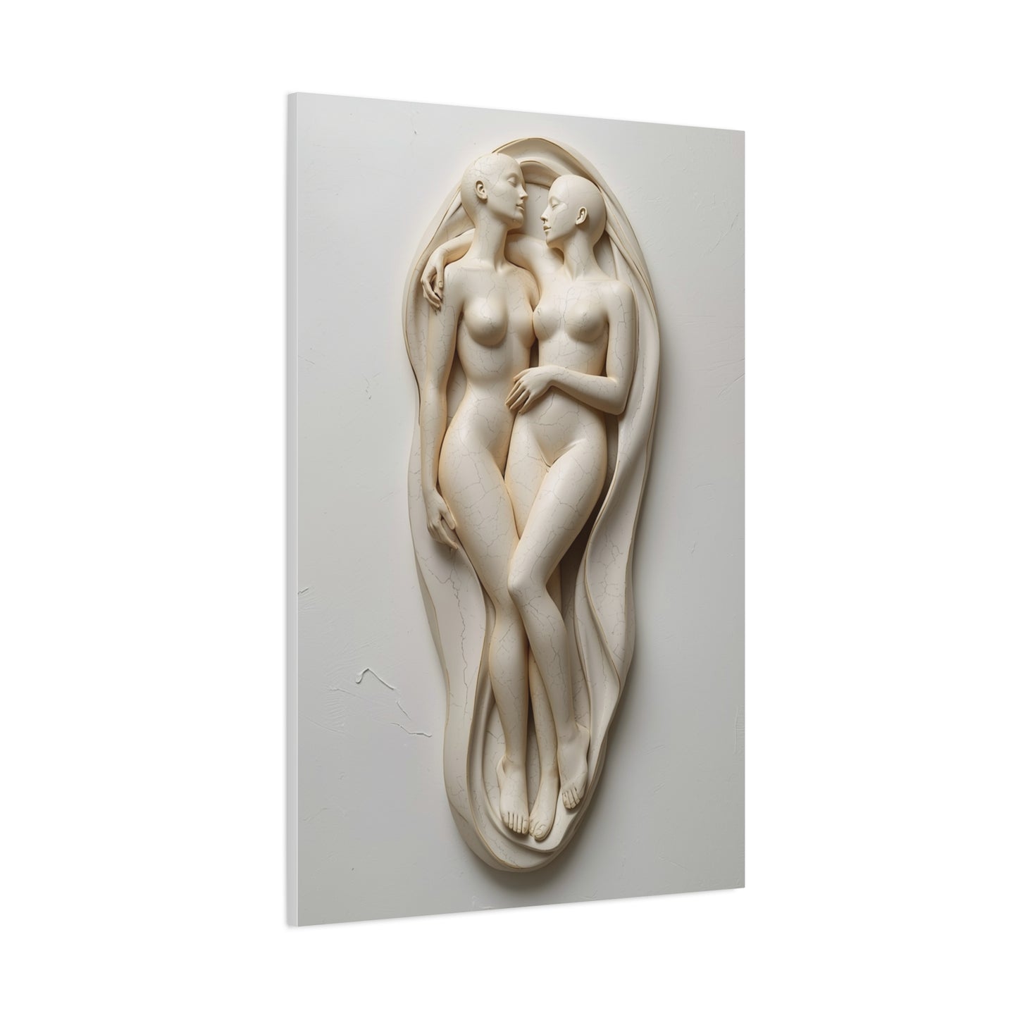 Sculptural Dual Figure Relief Wall Art & Canvas Print