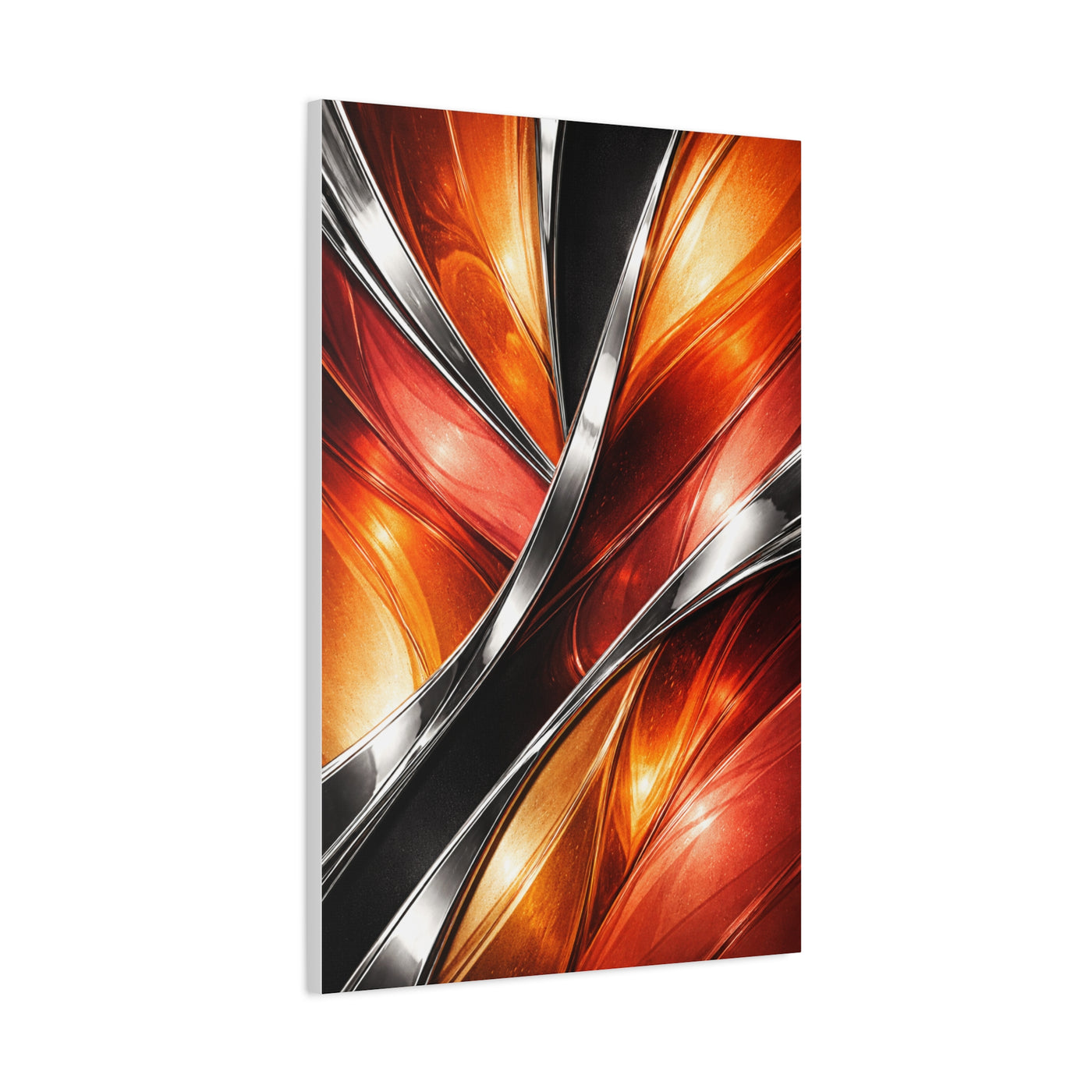 Chrome and Orange Liquid Abstraction Wall Art & Canvas Print