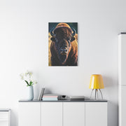 Dramatic Frontal Bison with Warm Copper Tones Wall Art & Canvas Print