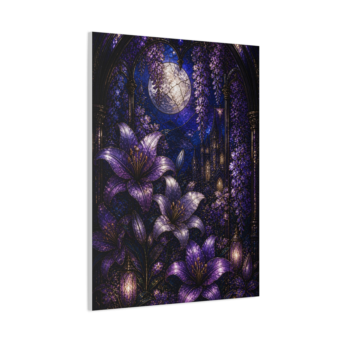 Stained Glass Violet Cathedral Garden Wall Art & Canvas Print