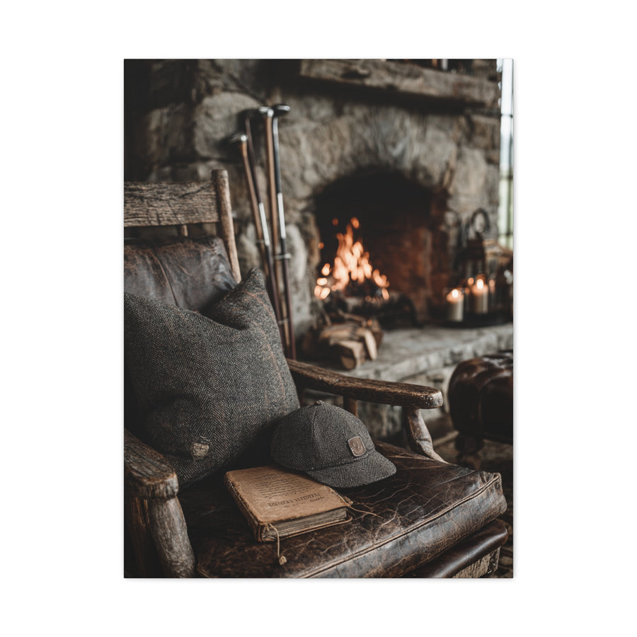 Old Caddie Chair Fireside Golf Still Life Wall Art & Canvas Print