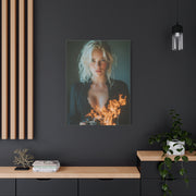 Blonde Muse Fire Camera Portrait Wall Art & Canvas Print
