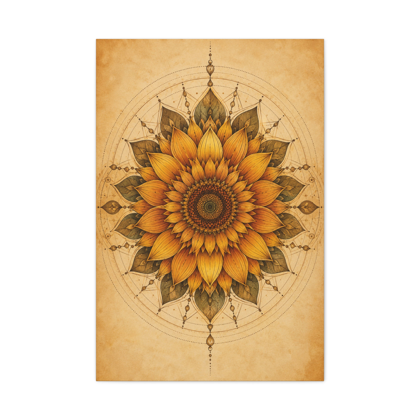 Sacred Sunflower Mandala Wall Art & Canvas Print