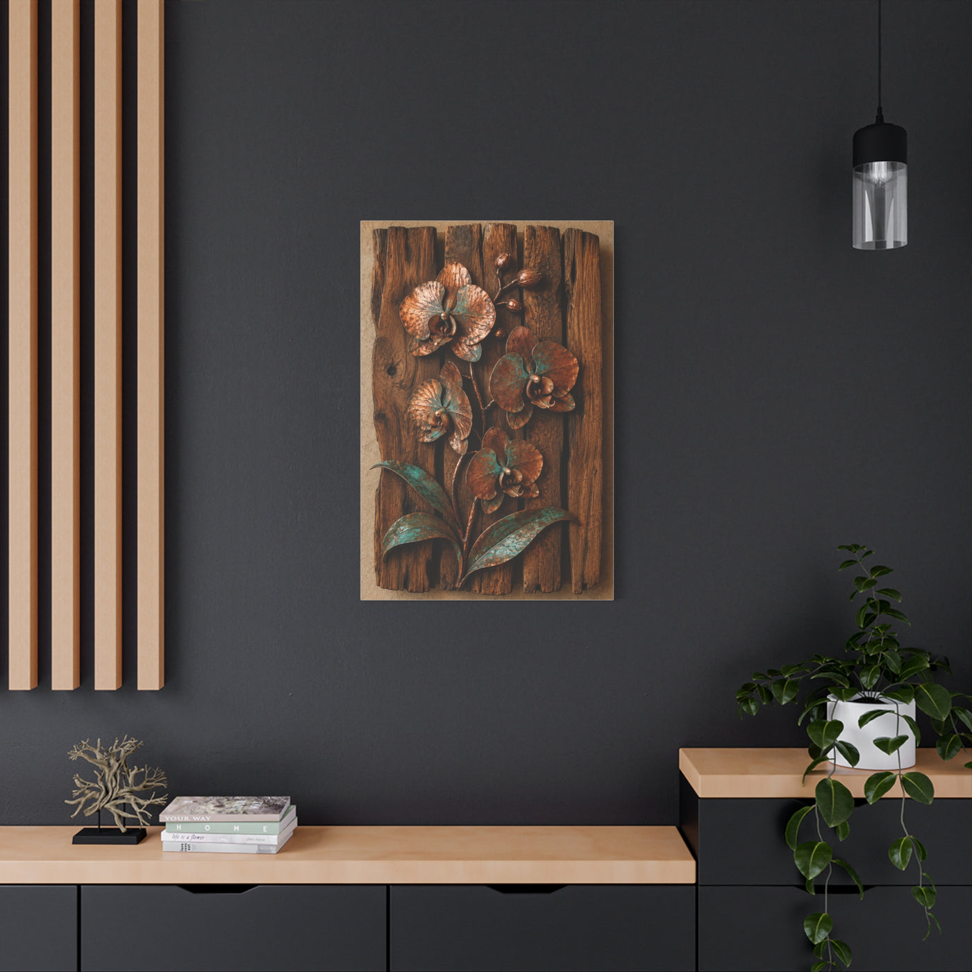 Copper Orchid on Reclaimed Wood Southwest Wall Art & Canvas Print