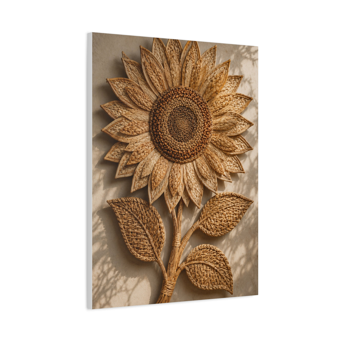 Handwoven Natural Sunflower Textile Wall Art & Canvas Print