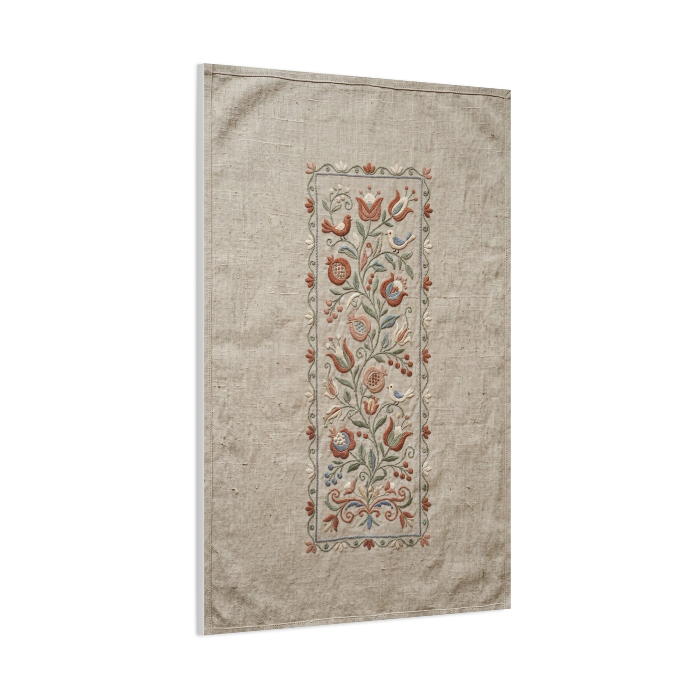 Rustic Folk Botanical Embroidery Strip Wall Art & Canvas Print