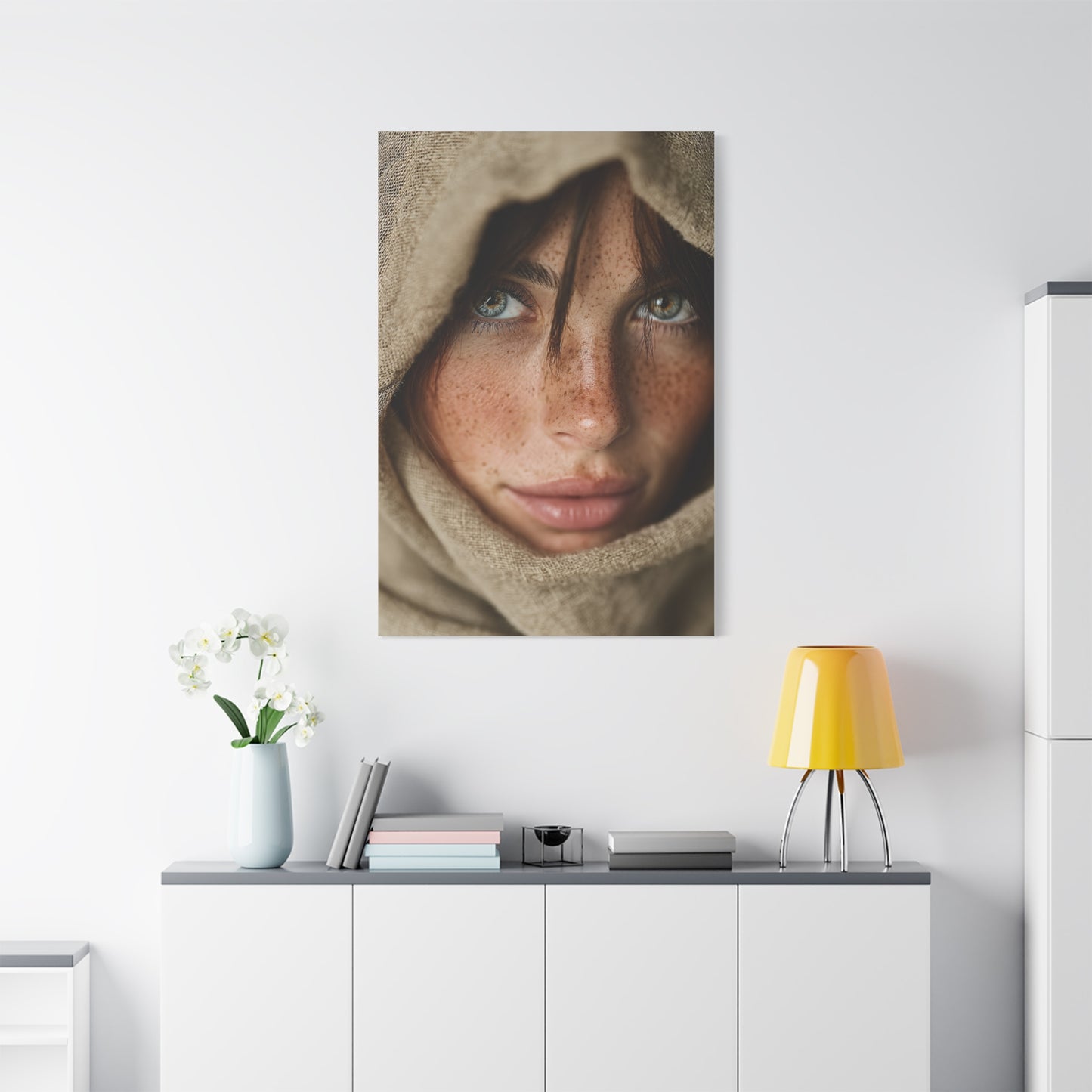 Freckled Muse Linen Hood Portrait Wall Art & Canvas Print