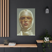 Golden Veil Futuristic Portrait Wall Art & Canvas Print