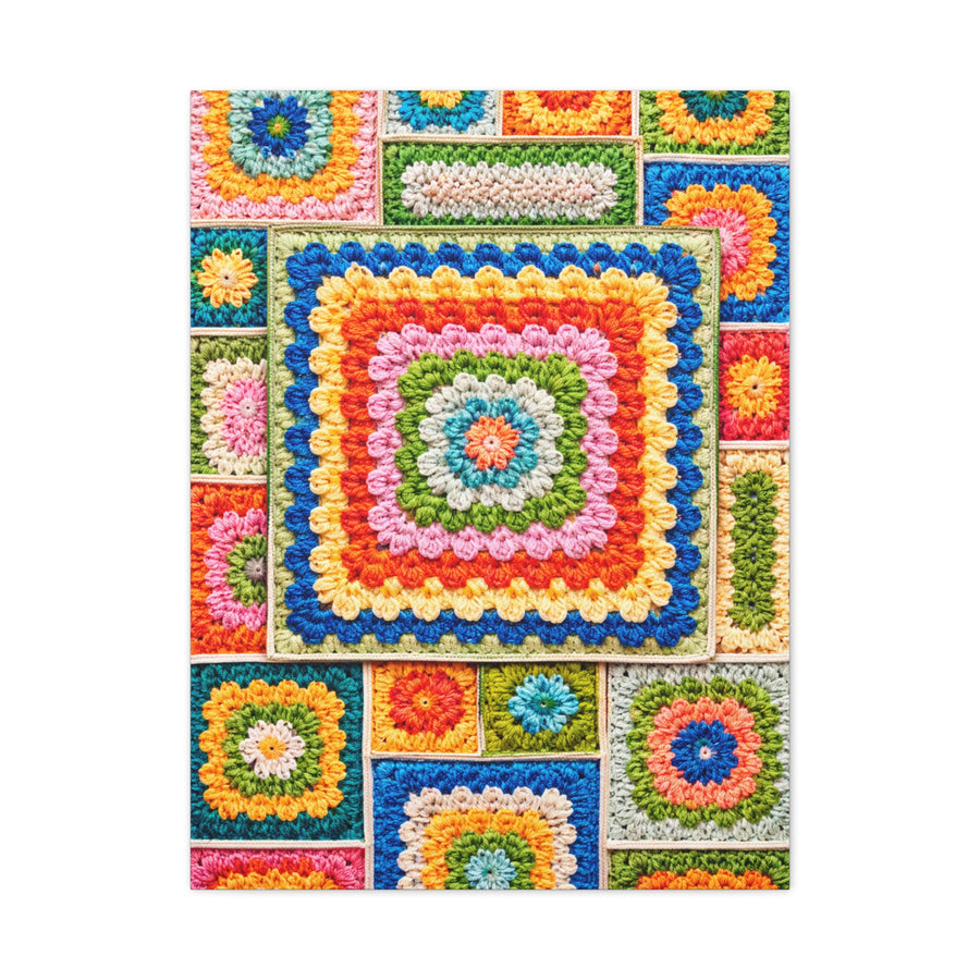 Granny-Square Concentric Abstraction Wall Art & Canvas Print