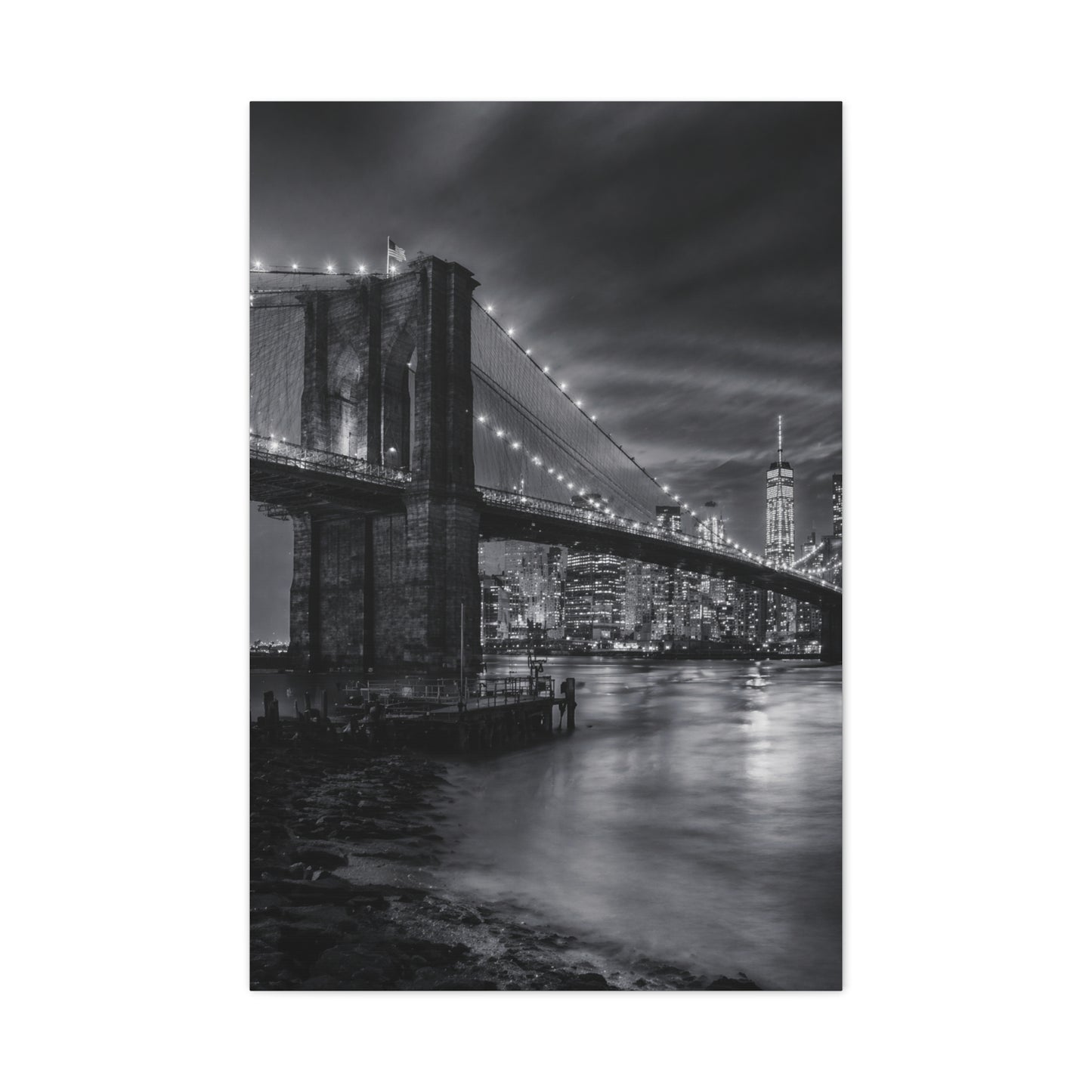 Brooklyn Bridge Night Panorama Wall Art & Canvas Print