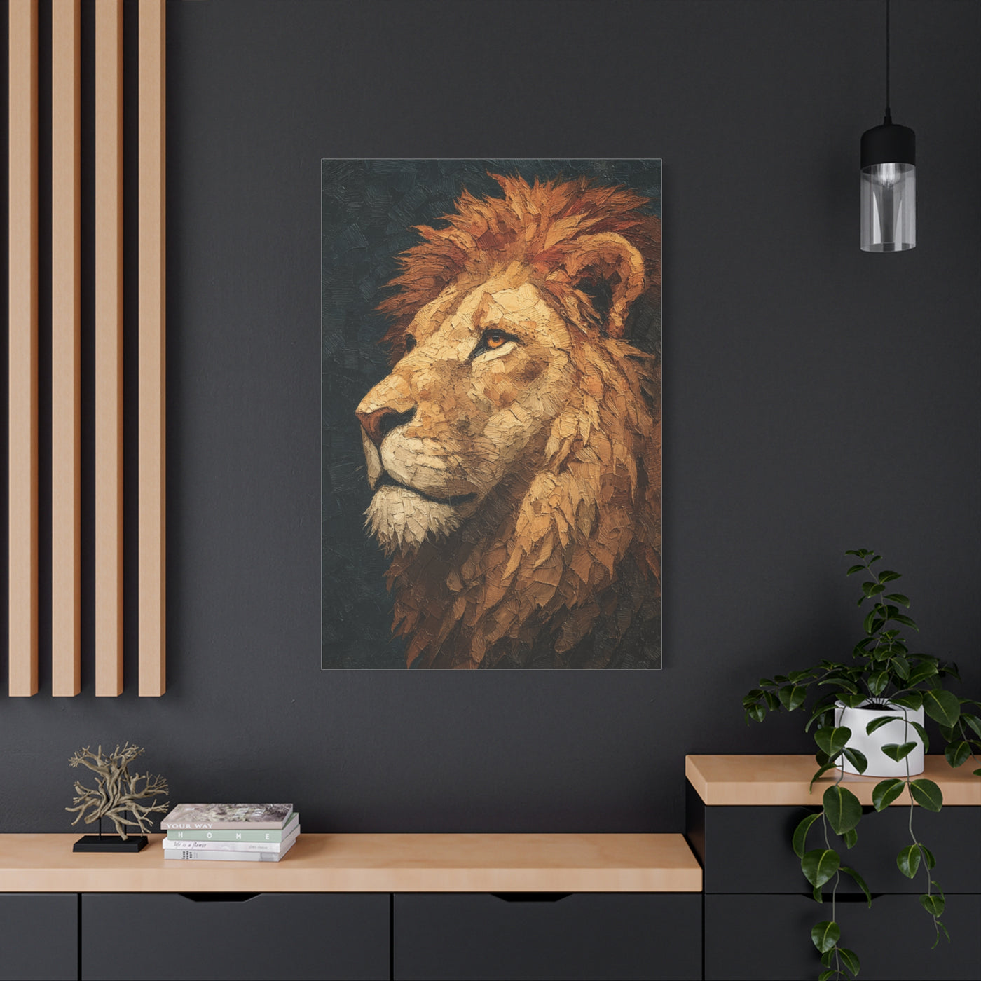 Textured Lion Portrait Painterly Close-Up Wall Art & Canvas Print