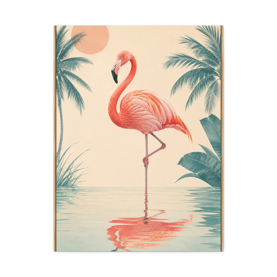 Minimal Flamingo Sunset Reflection Tropical Wall Art & Canvas Print