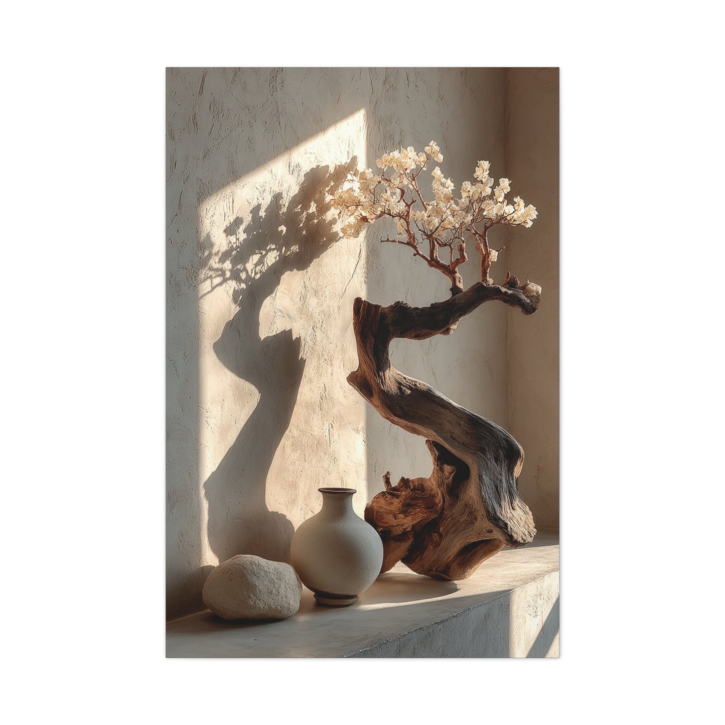 Sculptural Driftwood Bonsai Wall Art & Canvas Print