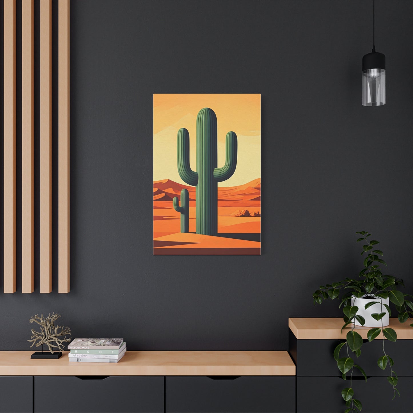 Minimal Desert Saguaro Landscape Illustration Wall Art & Canvas Prints