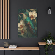 Emerald Hummingbird Botanical Portrait Wall Art & Canvas Print