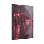 Dreamy Pink Umbrella Rain Scene Wall Art & Canvas Print