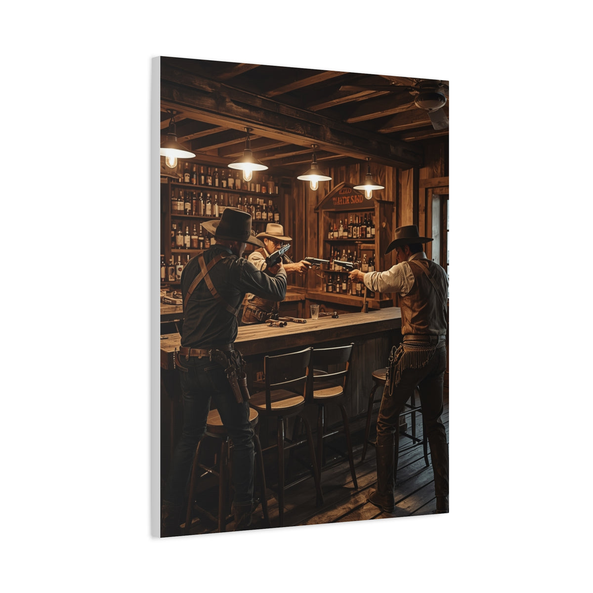 Wild West Saloon Gunfight Wall Art & Canvas Print