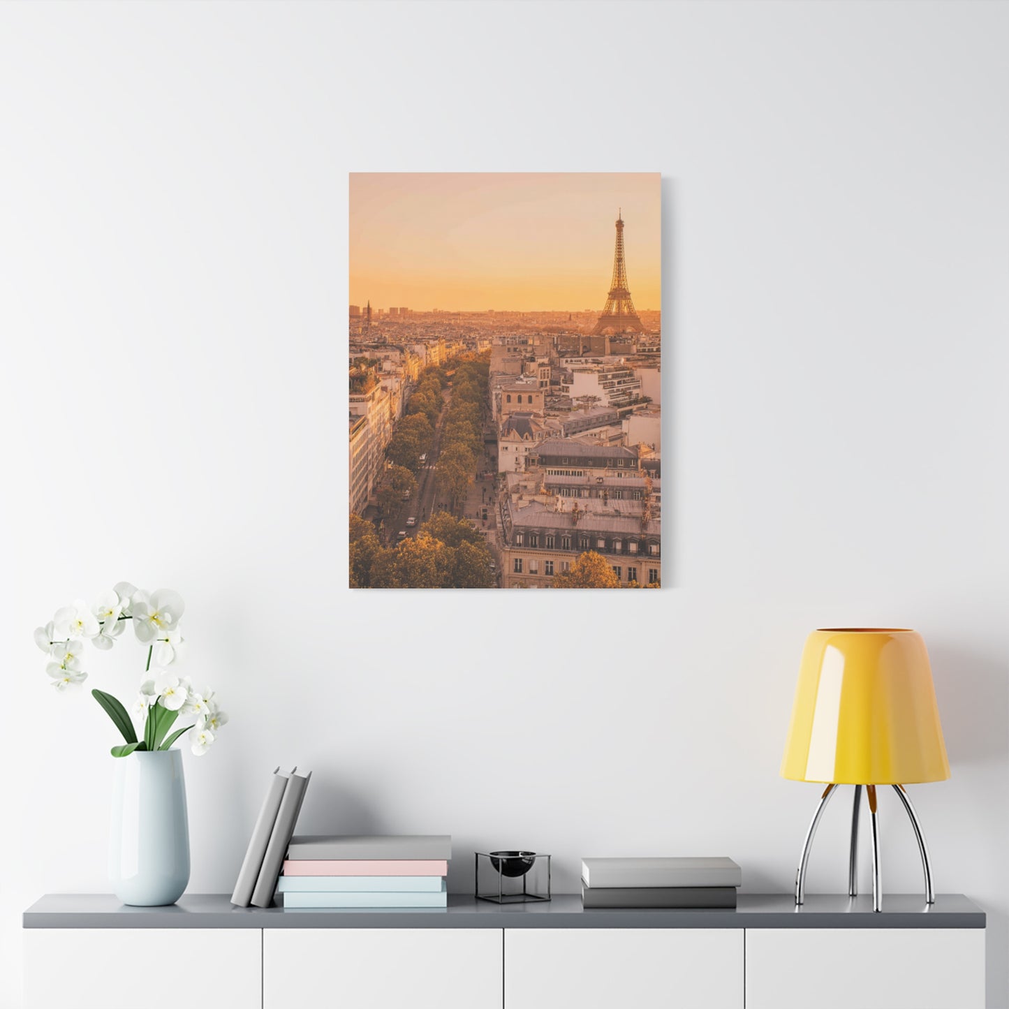 Paris Golden Sunset Skyline Wall Art & Canvas Print