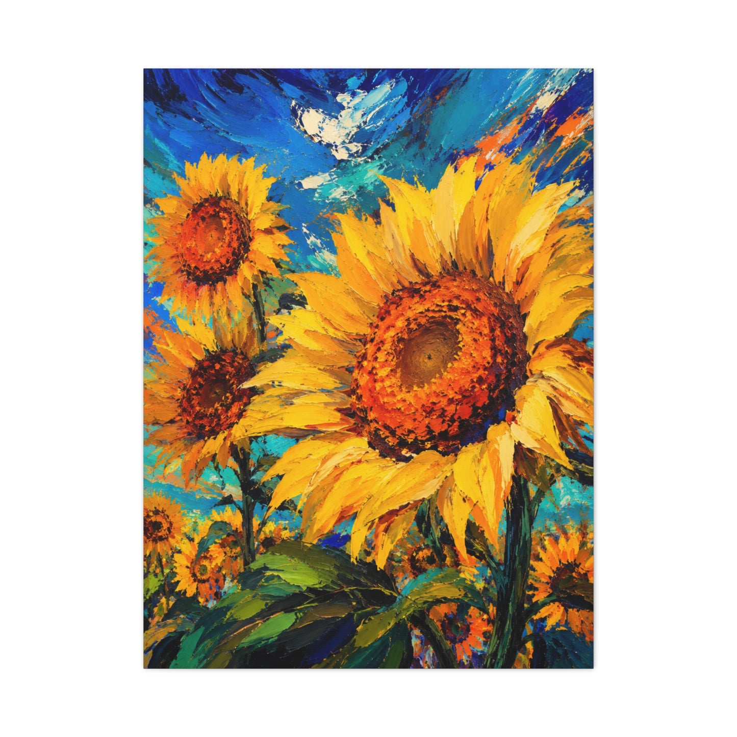 Contemporary Impressionist Sunflower Painting Wall Art & Canvas Print