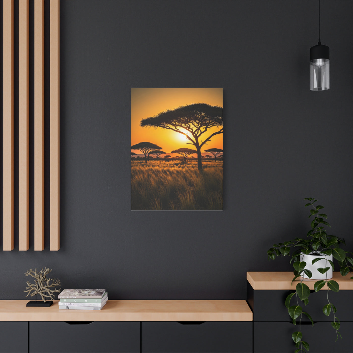 Sunset Silhouette Savanna Tree Wall Art & Canvas Prints