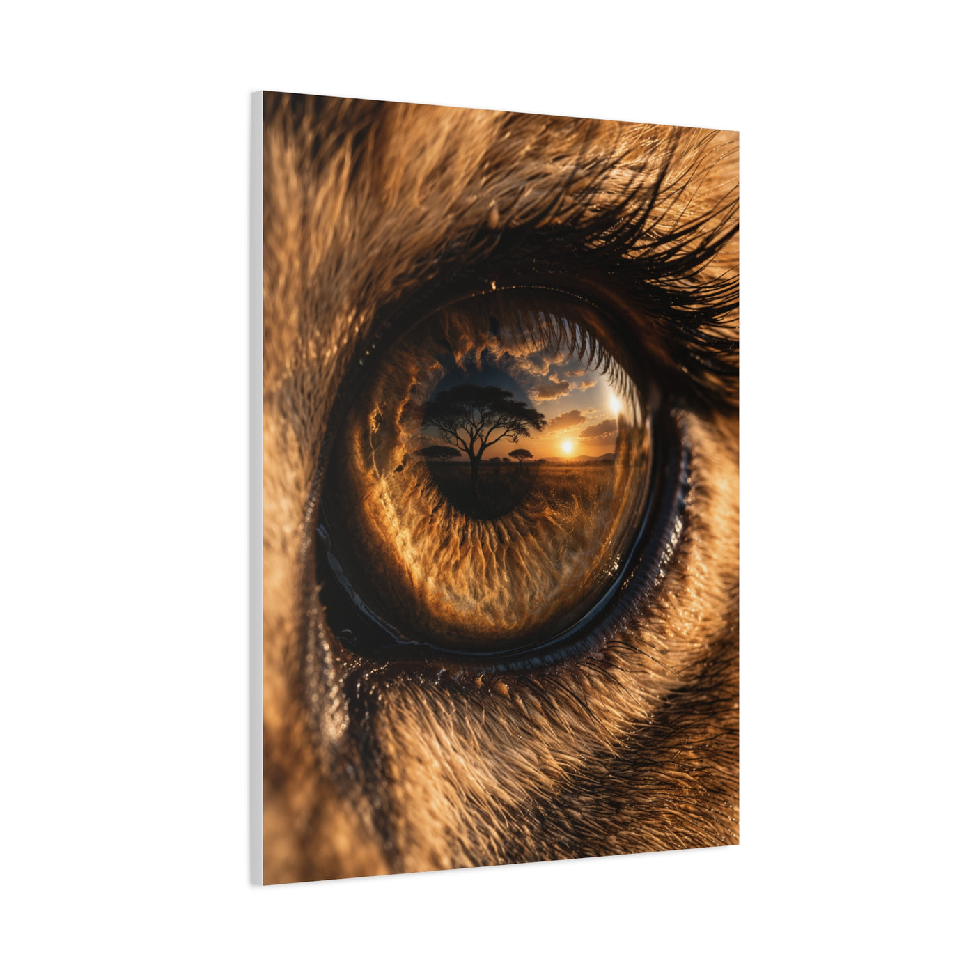 Lion Eye Reflection Macro Wall Art & Canvas Print