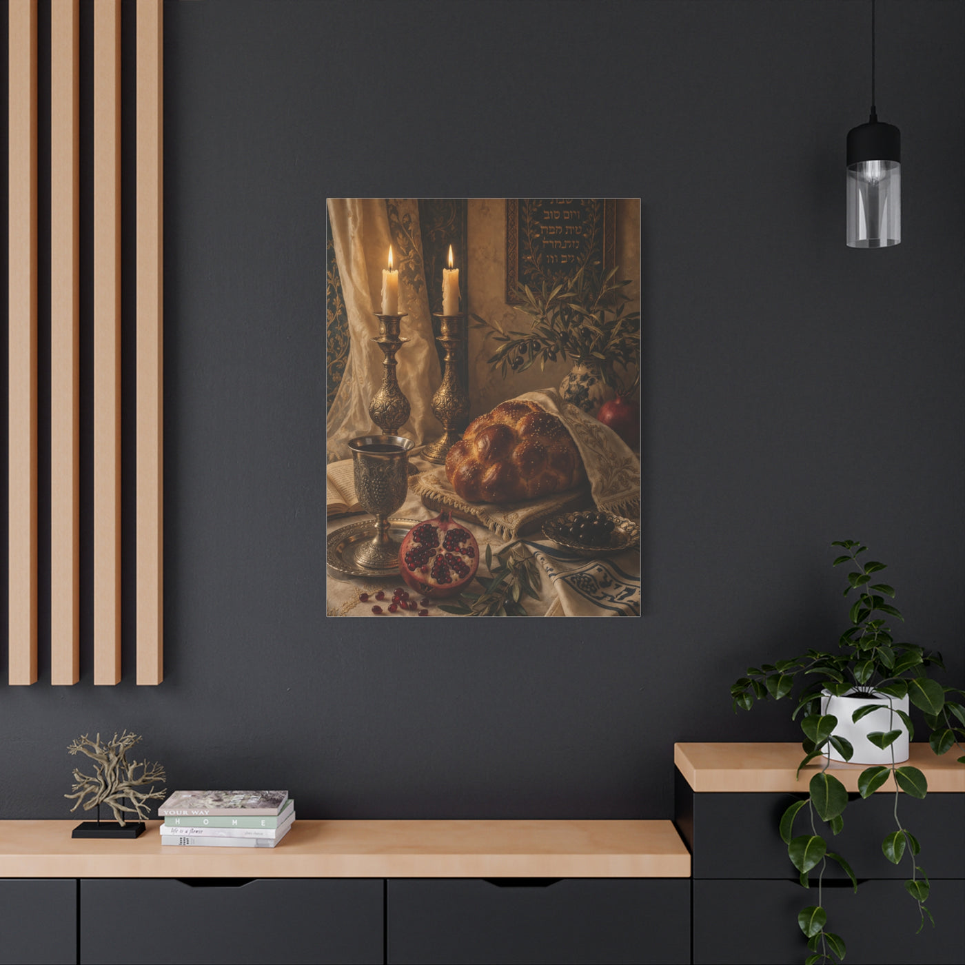 Shabbat Candlelight Still Life Wall Art & Canvas Print