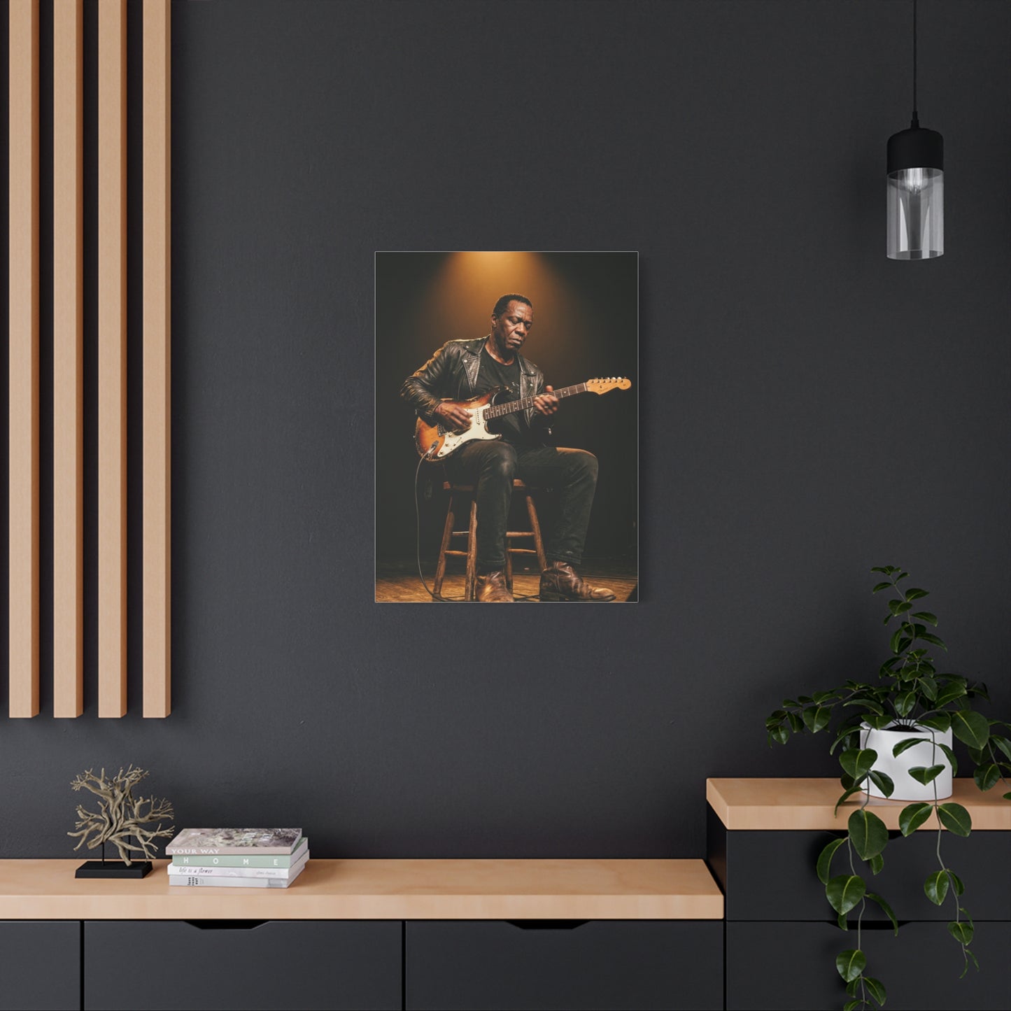 Blues Guitarist Intimate Spotlight Wall Art & Canvas Print