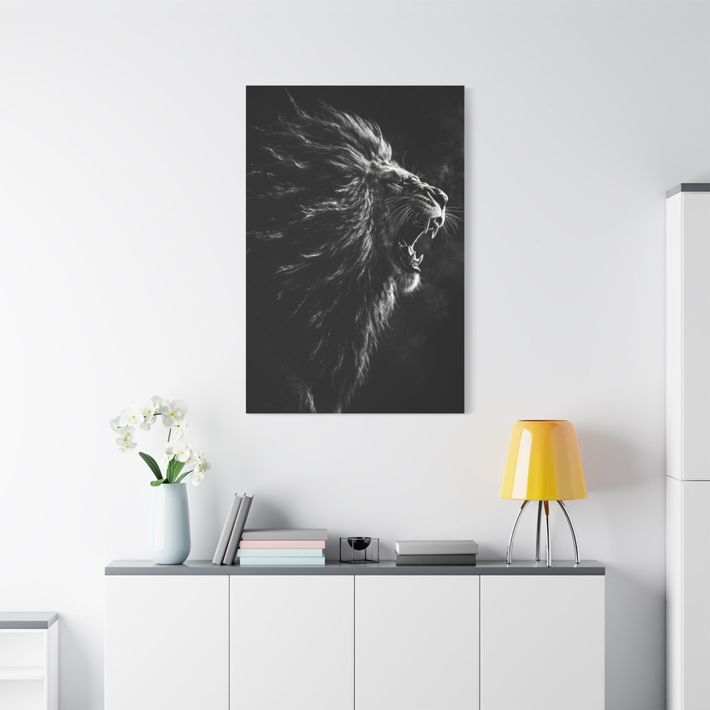 Roaring Lion Monochrome Power Wall Art & Canvas Print