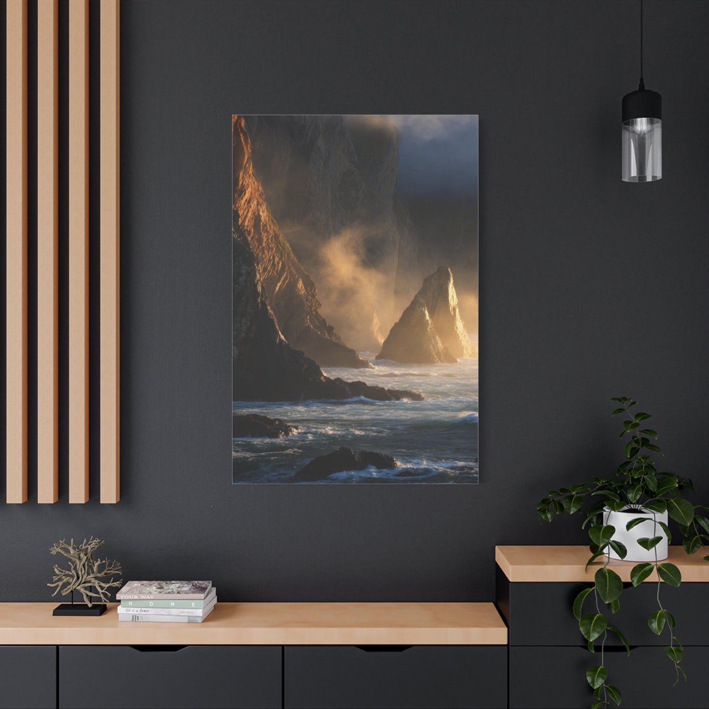 Dramatic Golden Light Coastal Cliffs Wall Art & Canvas Print