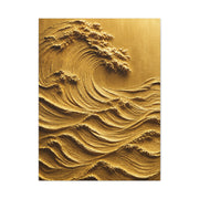 Golden Sculptural Wave Relief Wall Art & Canvas Print
